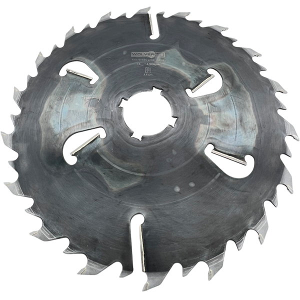 Пильный диск для многопильных станков 450х75х4.8/3.2/(18z+18)+6 (13.5х7.5 - 4 шт. под 90 град.)(БЕЛАЯ АКУЛА) WOLVERINE